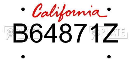 B64871Z California License Plate