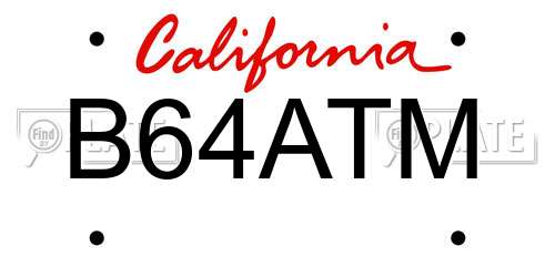 B64ATM California License Plate