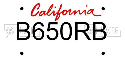 B650RB California License Plate