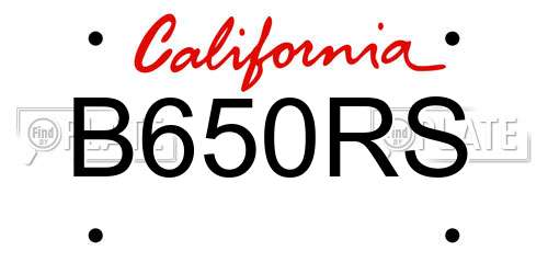 B650RS California License Plate