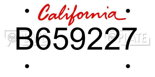 B659227 California License Plate