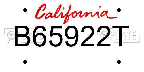 B65922T California License Plate