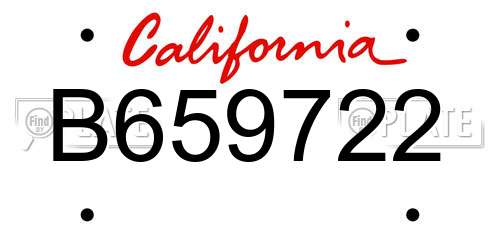 B659722 California License Plate