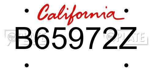 B65972Z California License Plate