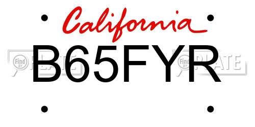 B65FYR California License Plate