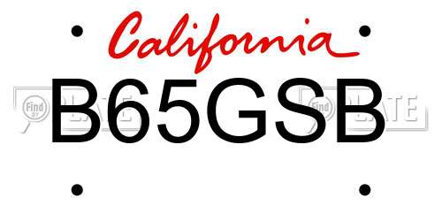 B65GSB California License Plate