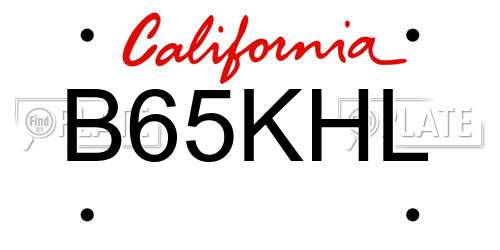 B65KHL California License Plate
