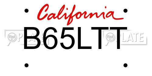 B65LTT California License Plate