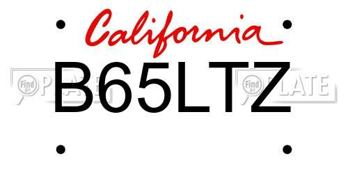 B65LTZ California License Plate