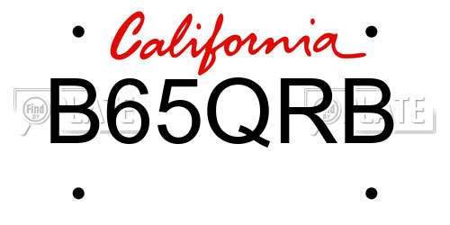 B65QRB California License Plate