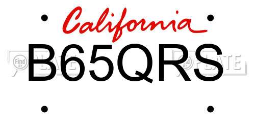 B65QRS California License Plate