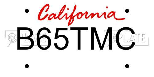 B65TMC California License Plate