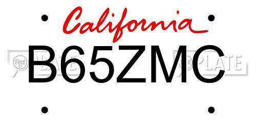B65ZMC California License Plate