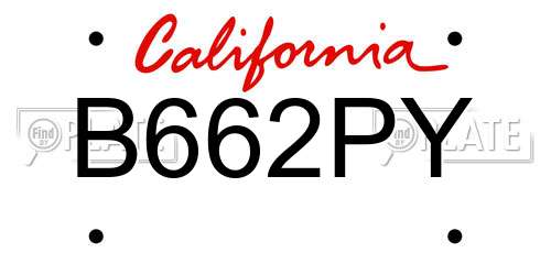 B662PY California License Plate