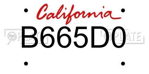 B665D0 California License Plate
