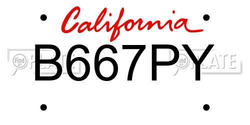 B667PY California License Plate