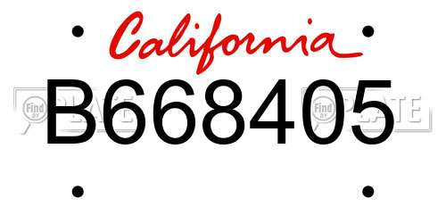 B668405 California License Plate