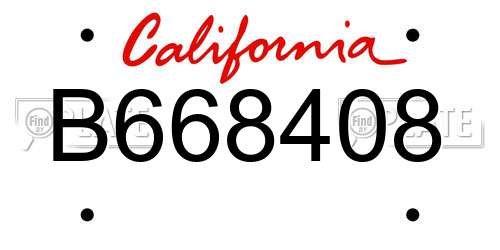 B668408 California License Plate