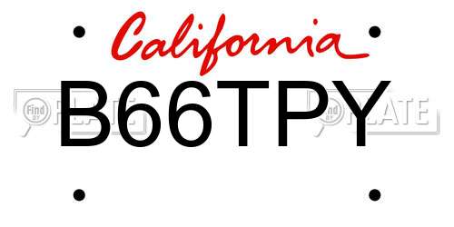 B66TPY California License Plate