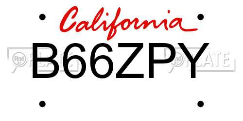 B66ZPY California License Plate