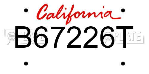 B67226T California License Plate