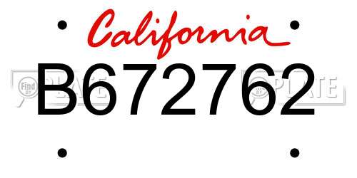 B672762 California License Plate