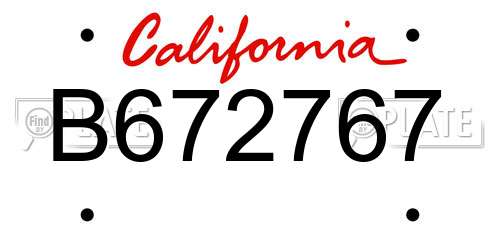 B672767 California License Plate
