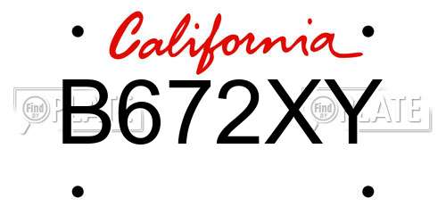 B672XY California License Plate