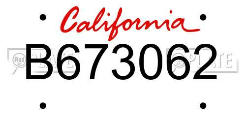 B673062 California License Plate