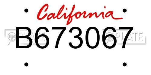 B673067 California License Plate