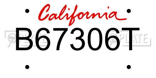 B67306T California License Plate