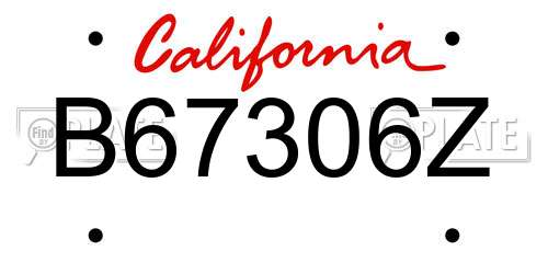 B67306Z California License Plate