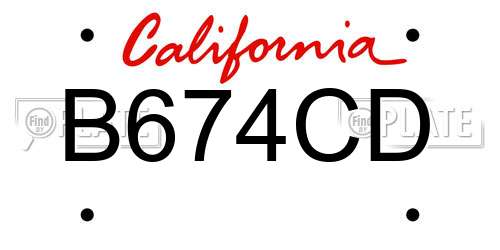 B674CD California License Plate