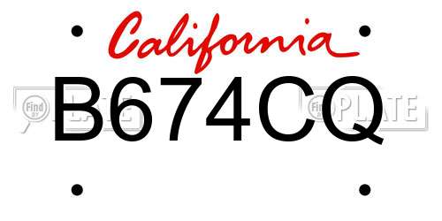 B674CQ California License Plate