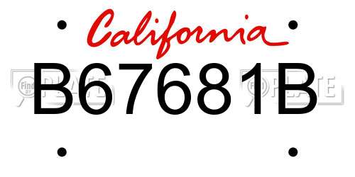 B67681B California License Plate