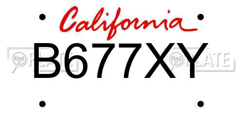 B677XY California License Plate