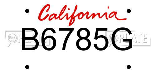 B6785G California License Plate