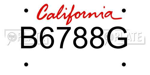 B6788G California License Plate