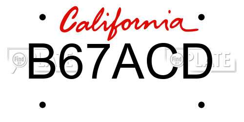 B67ACD California License Plate