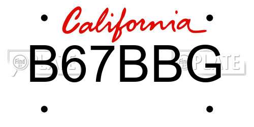 B67BBG California License Plate