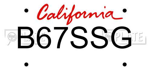 B67SSG California License Plate