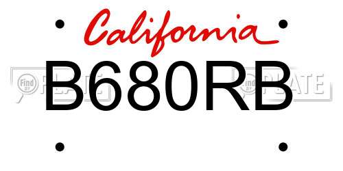 B680RB California License Plate