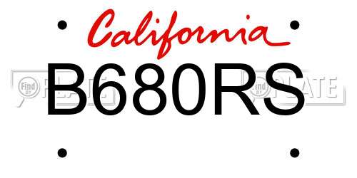 B680RS California License Plate