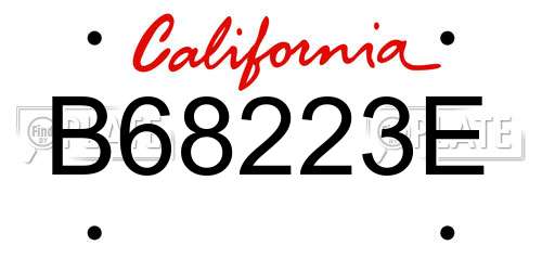 B68223E California License Plate