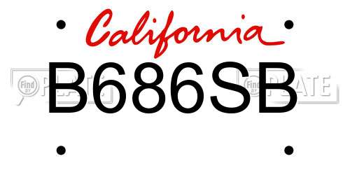 B686SB California License Plate