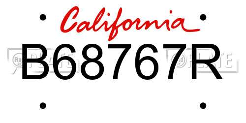 B68767R California License Plate