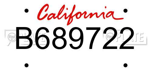 B689722 California License Plate