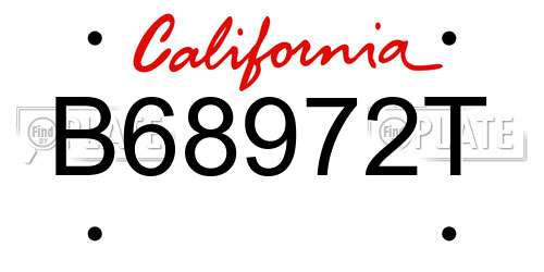B68972T California License Plate