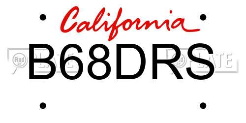 B68DRS California License Plate