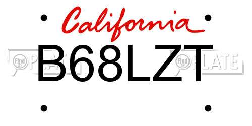 B68LZT California License Plate